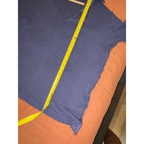 NWT Free People Raymond Thermal Waffle Knit Oversized Pullover Size XS  Blue Blu - Picture 11 of 11